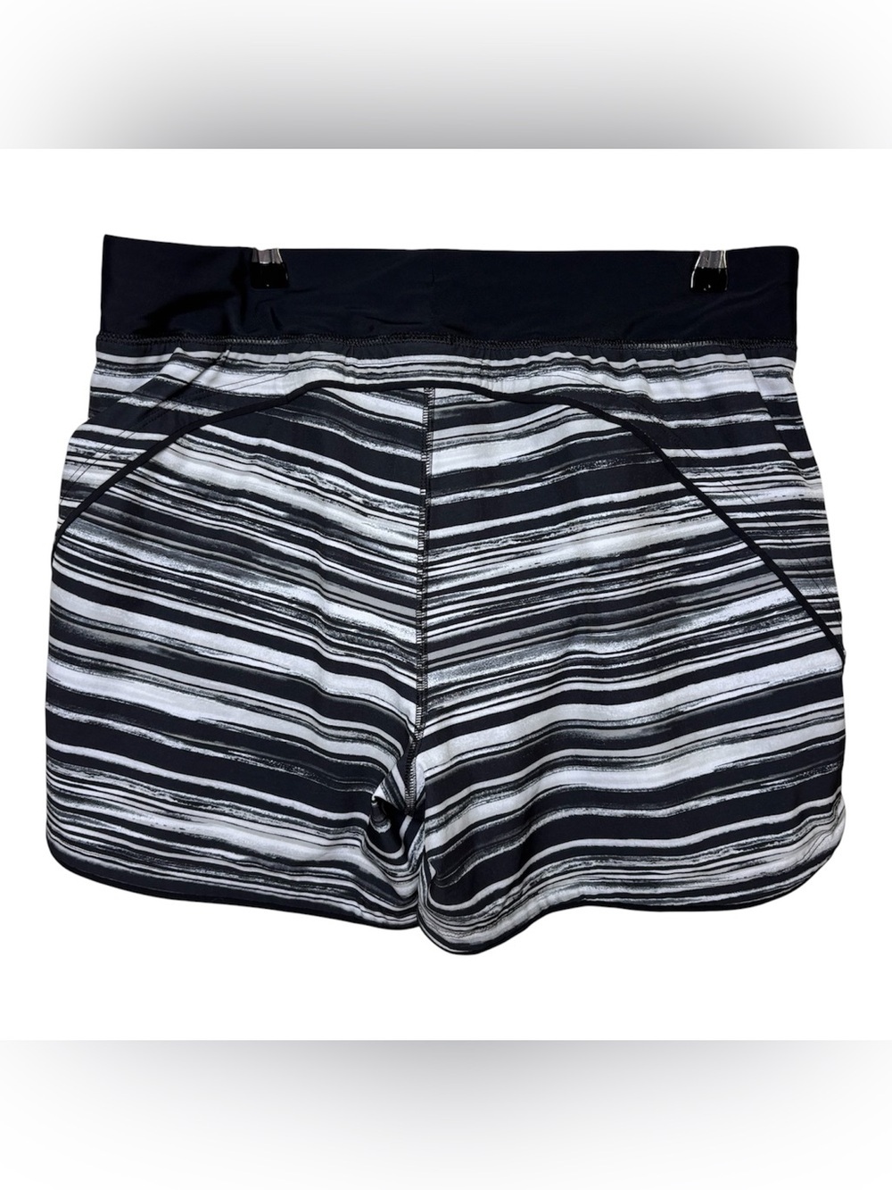 Lands' End Women Swim Shorts Size 12 Quick Dry Black White Stripes 5" Resortwear - Picture 2 of 5